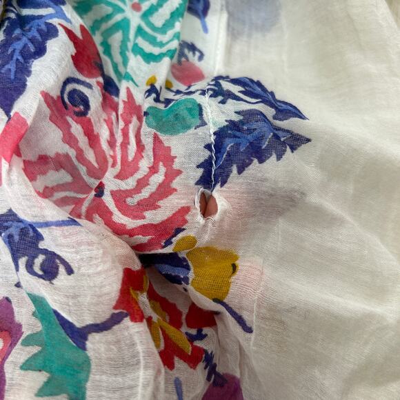 ROLLER RABBIT Swim Coverup Kaftan Womens Size XS Floral Pom Pom Boho Vacation - Picture 9 of 10